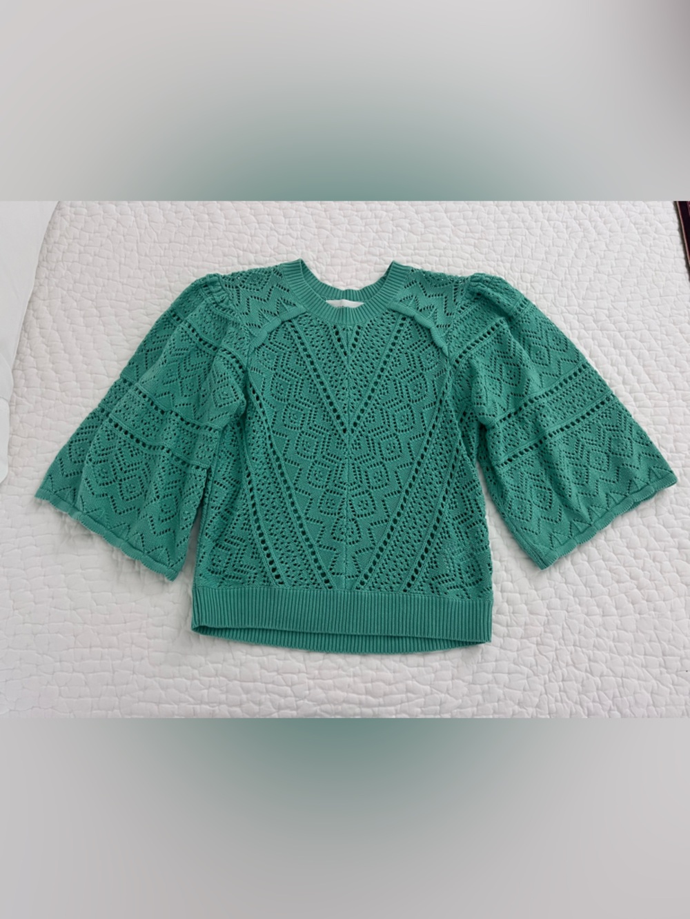 Mint Green Eyelet Knit Top